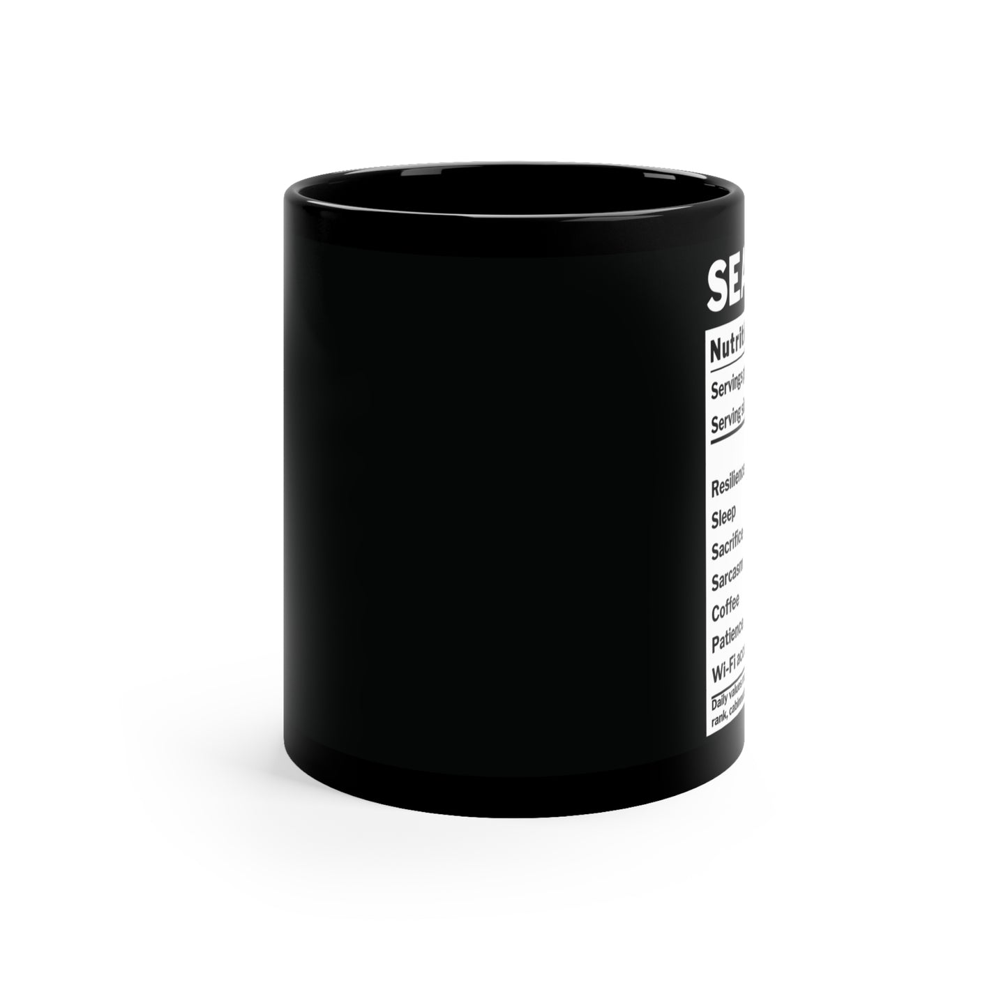 Seafarer Nutrition Facts – Black Coffee Mug