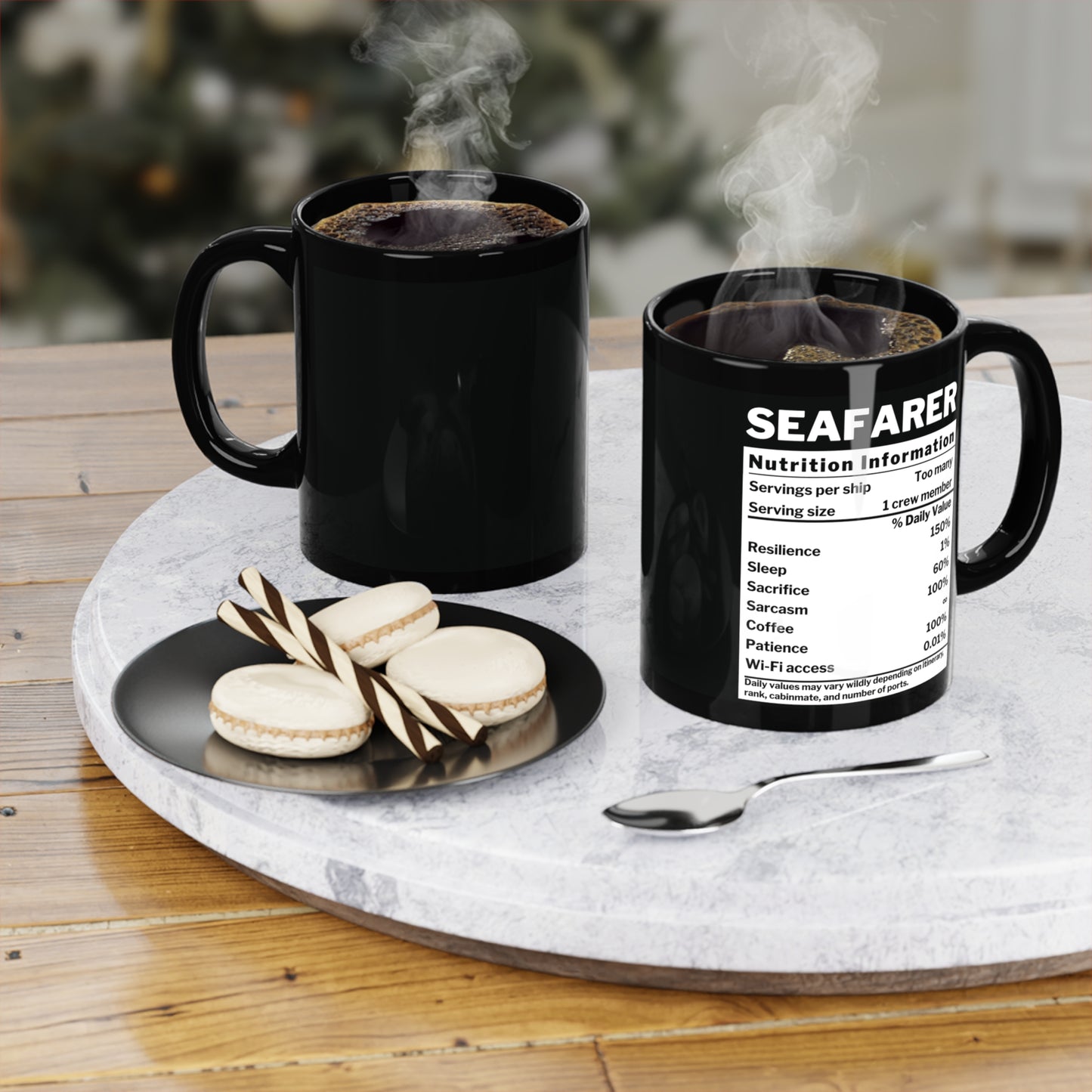 Seafarer Nutrition Facts – Black Coffee Mug